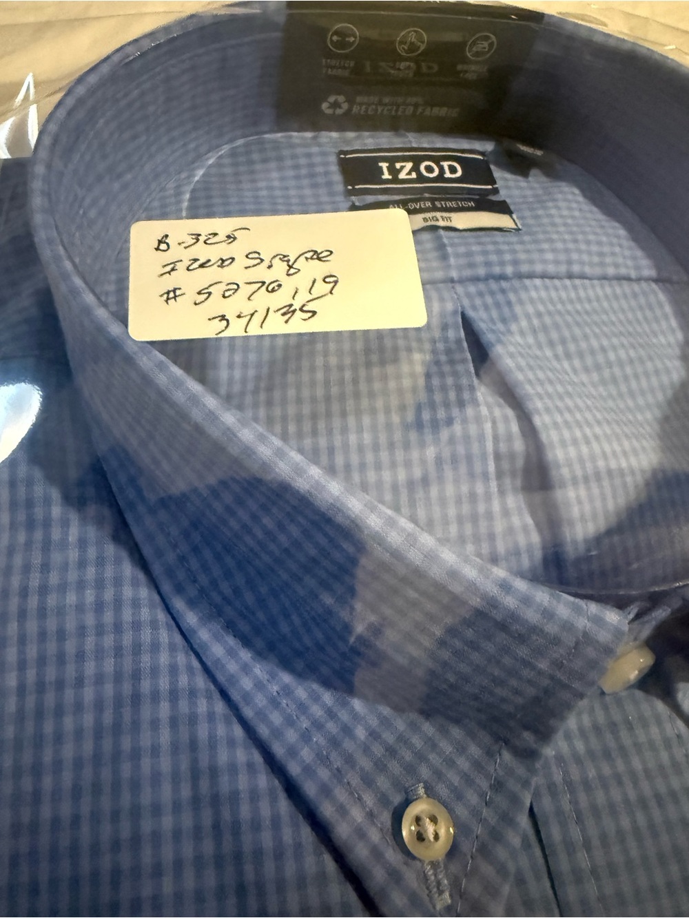 Izod Light Blue Micro-Check Dress Shirt